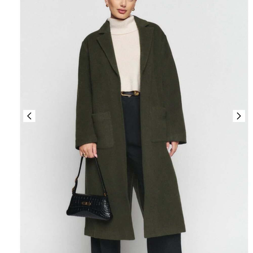 Reformation Albert Coat - Forest Green - Wool Blend